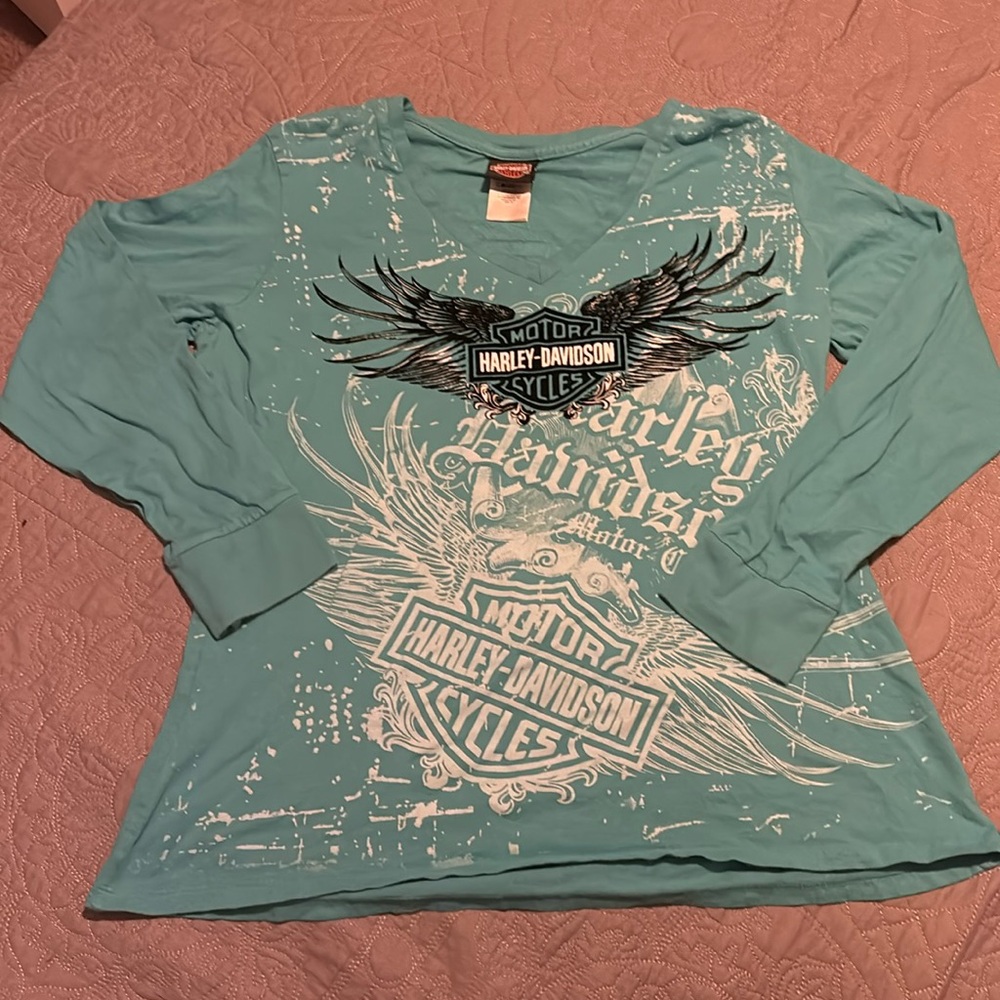 Harley-Davidson Blue Longsleeve Tee Shirt